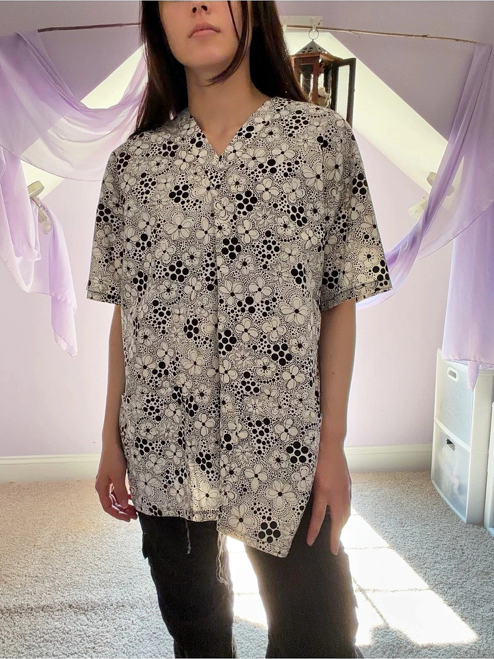 Peaches Floral Print Tunic Size Medium Like New